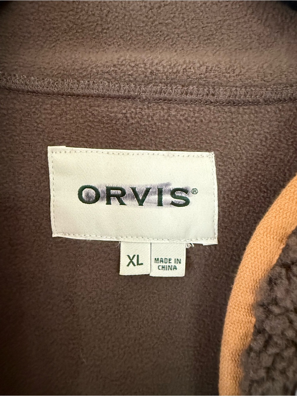 Orvis Dark Brown Teddy Jacket with Tan Trim - Picture 3 of 4